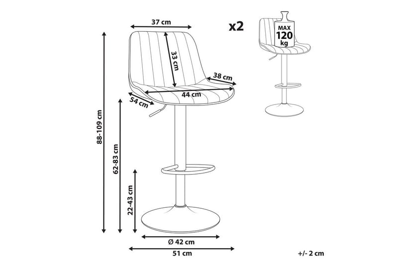 Svängbar stol Dubrovnik set om 2 Ljusbeige-Svart - Ljusbeige-Svart - Möbler - Matplats - Barmöbler - Barstolar