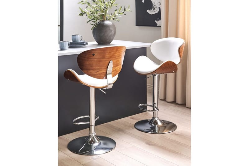 Svängbar stol Rotterdam set om 2 Vit-Mörkt Trä-Silver - Vit-Mörkt Trä-Silver - Möbler - Matplats - Barmöbler - Barstolar