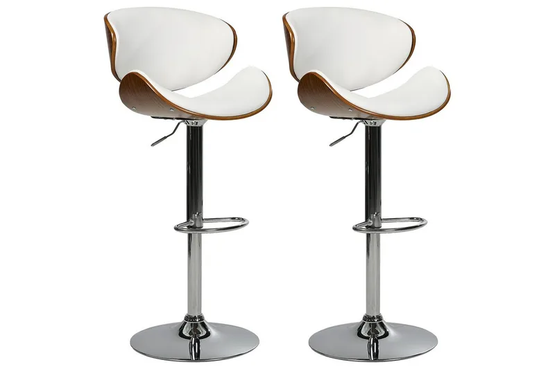 Svängbar stol Rotterdam set om 2 Vit-Mörkt Trä-Silver, Vit-Mörkt Trä-Silver