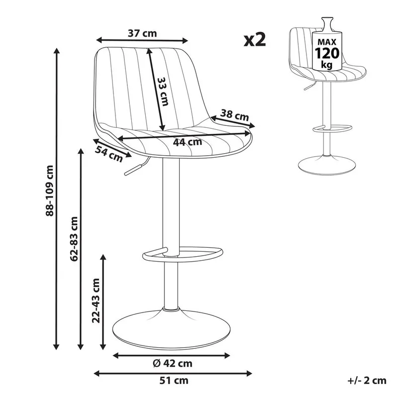 Svängbar pall Dubrovnik 2-pack - Möbler - Matplats - Barmöbler - Barstolar