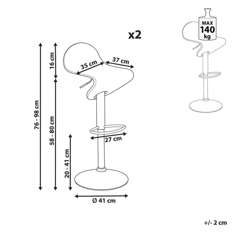 Svängbar pall Liverpool 2-pack - Möbler - Matplats - Barmöbler - Barstolar