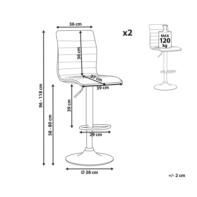 Svängbar pall Lucerne 2-pack - Brun, Svart - Möbler - Matplats - Barmöbler - Barstolar