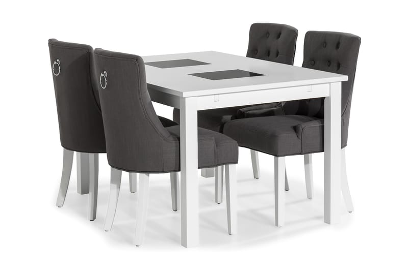 BARROW Förlängningsbart Bord 140+4 COLFAX Stol Vit/Grå - Matgrupp & matbord med stolar