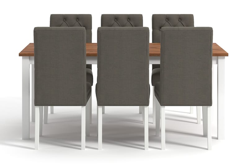 BARROW Förlängningsbart Bord 90 cm + 6 JENNY Stolar Mörkgrå/ - Matgrupp & matbord med stolar