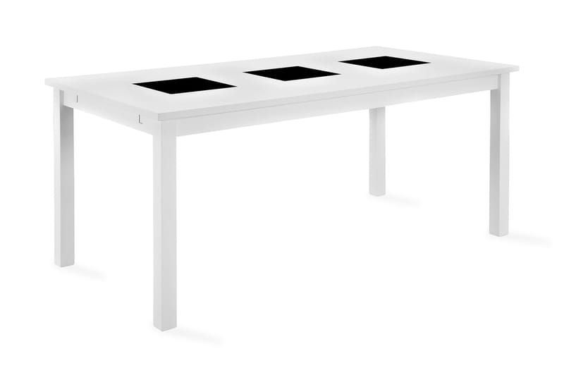Barrow Förlängningsbart Matbord 180 cm +  6 st Nikolas stol beige med svarta ben, Vit/Beige
