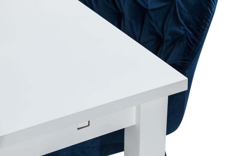 BARROW Matgrupp 180 cm +  4 MARY Stol Sammet Vit/Blå - Matgrupp & matbord med stolar