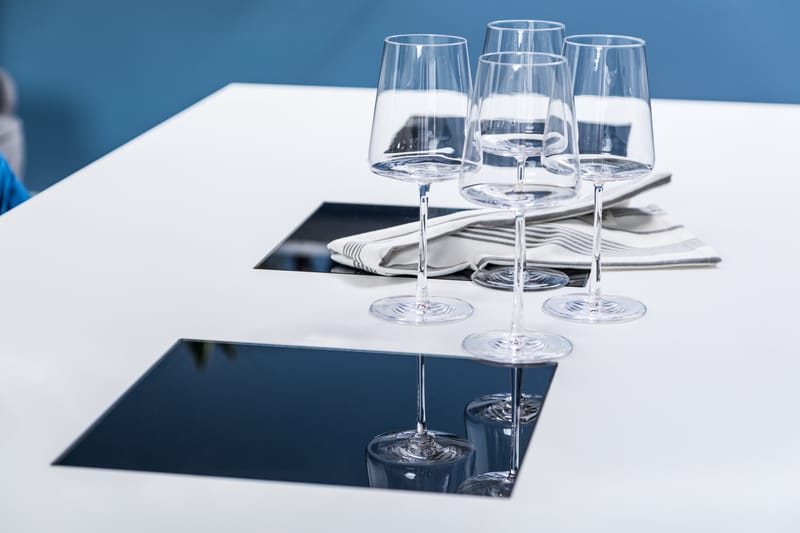 BARROW Matgrupp 180 cm +  4 MARY Stol Sammet Vit/Blå - Matgrupp & matbord med stolar