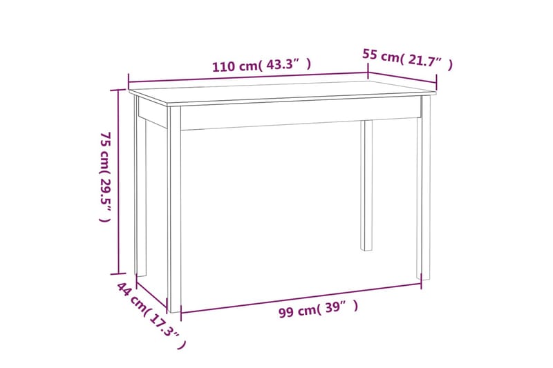 beBasic Matbord 110x55x75 cm massivt furuträ - Möbler - Matplats - Matbord & köksbord