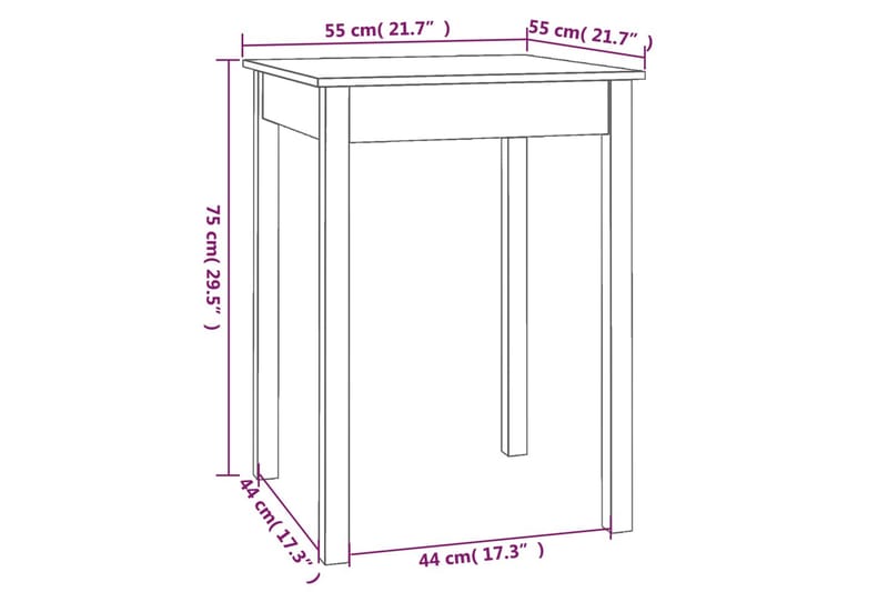 beBasic Matbord vit 55x55x75 cm massivt furuträ - Möbler - Matplats - Matbord & köksbord