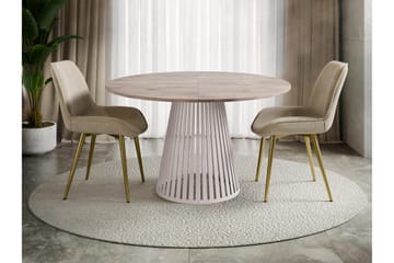 Beylen Litet Runt Matbord 100 cm med Trä- och Ekutseende - Brun / Beige - Möbler - Matplats - Matbord & köksbord