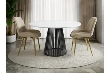 Beylen Litet Runt Matbord 100 cm med Träutseende - Vit / Svart - Möbler - Matplats - Matbord & köksbord