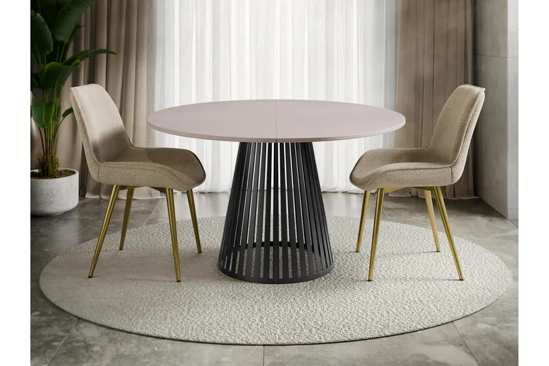 Beylen Matbord 100 cm Rund - Beige/Svart - Möbler - Matplats - Matbord & köksbord