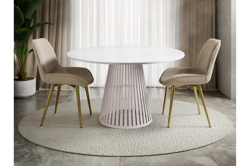 Beylen Matbord 120 cm Rund - Vit/Beige - Möbler - Matplats - Matbord & köksbord