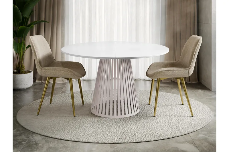Beylen Matbord 120 cm Rund - Vit/Beige - Möbler - Matplats - Matbord & köksbord
