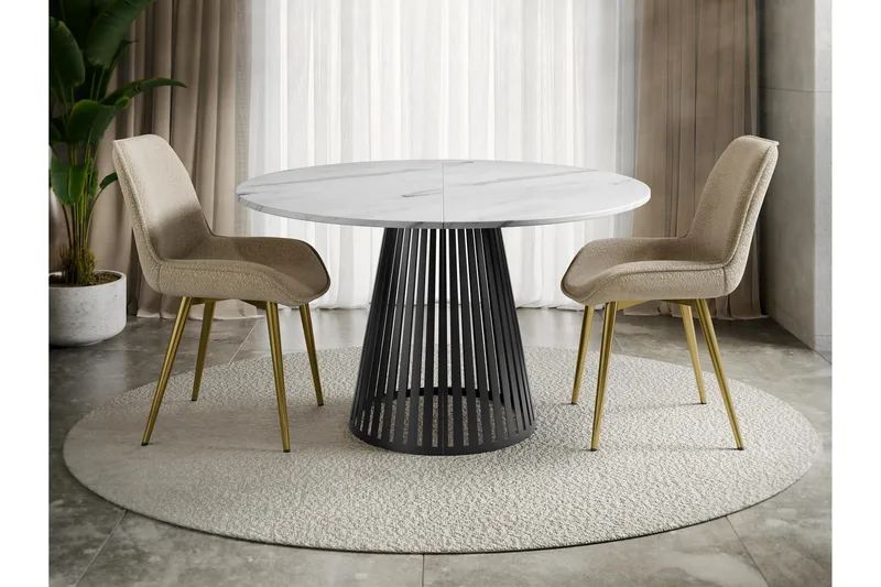 Beylen Matbord 120 cm Rund - Vit/Svart - Möbler - Matplats - Matbord & köksbord