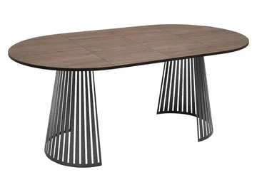 Beylen Matbord Rund Förlängningsbart 100-176 cm - beige travertin och svart - Möbler - Matplats - Matbord & köksbord