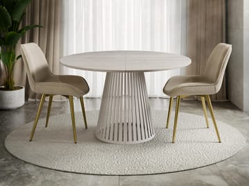 Beylen Matbord Rund Förlängningsbart 120-196 cm - beige travertin - Möbler - Matplats - Matbord & köksbord