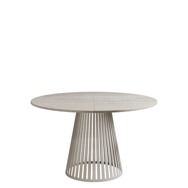 Beylen Matbord Rund Förlängningsbart 120-196 cm, beige travertin