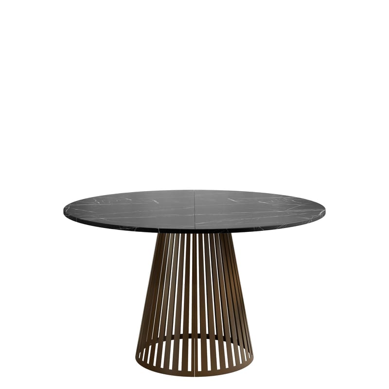 Beylen Matbord Rund Förlängningsbart 120-196 cm, svart marmor och koppar