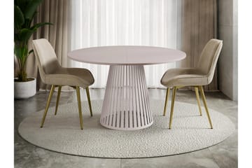 Beylen Runt Matbord 120 cm med Träutseende - Beige - Möbler - Matplats - Matbord & köksbord