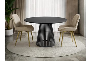 Beylen Runt Matbord 120 cm med Träutseende - Svart - Möbler - Matplats - Matbord & köksbord