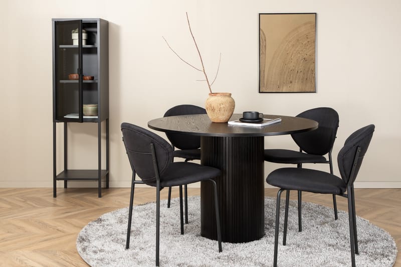 Biana Matgrupp 110 cm Rund inkl 4 Moncoll Stolar, Svart