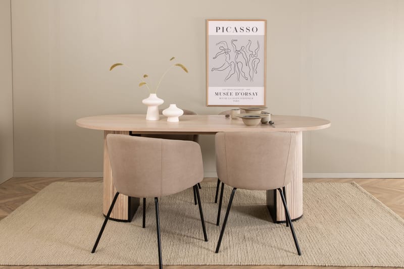 Biana Matgrupp 200 cm Oval inkl 4 Berita Stolar - Beige/Svart - Möbler - Matplats - Matgrupp & matbord med stolar