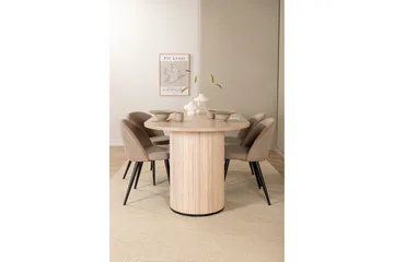 Biana Matgrupp 200 cm Oval inkl 4 Velvets Stolar - Beige/Svart - Möbler - Matplats - Matgrupp & matbord med stolar