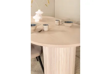 Biana Matgrupp 200 cm Oval inkl 4 Velvets Stolar - Beige/Svart - Möbler - Matplats - Matgrupp & matbord med stolar