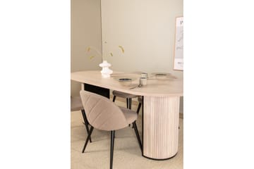 Biana Matgrupp 200 cm Oval inkl 4 Velvets Stolar - Beige/Svart - Möbler - Matplats - Matgrupp & matbord med stolar
