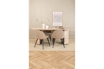 Biana Matgrupp 200 cm Oval inkl 4 Velvets Stolar - Beige/Svart - Möbler - Matplats - Matgrupp & matbord med stolar