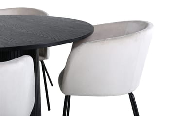 Bianca Matbord 110 cm Runt med 4 Berit Karmstol Sammet med Armstöd - Möbler - Matplats - Matgrupp & matbord med stolar