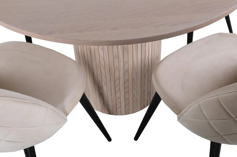 Bianca Matbord 110 cm Runt med 4 Velvet Stitches Matstol - Möbler - Matplats - Matgrupp & matbord med stolar