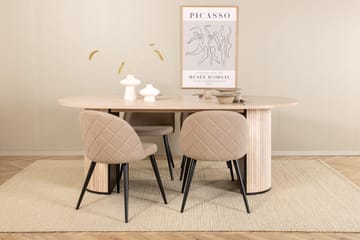 Bianca Matbord 200 cm Ovalt med 4 Velvet Stitches Matstol - Möbler - Matplats - Matgrupp & matbord med stolar
