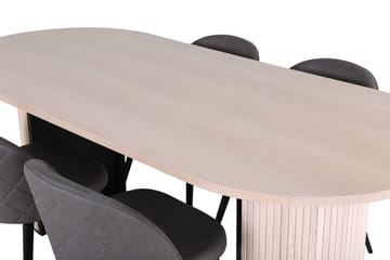 Bianca Matbord 200 cm Ovalt med 4 Velvet Stitches Matstol - Möbler - Matplats - Matgrupp & matbord med stolar