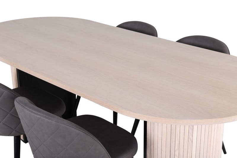 Bianca Matbord 200 cm Ovalt med 4 Velvet Stitches Matstol - Möbler - Matplats - Matgrupp & matbord med stolar