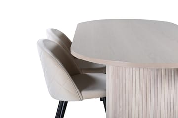 Bianca Matbord 200 cm Ovalt med 4 Velvet Stitches Matstol - Möbler - Matplats - Matgrupp & matbord med stolar