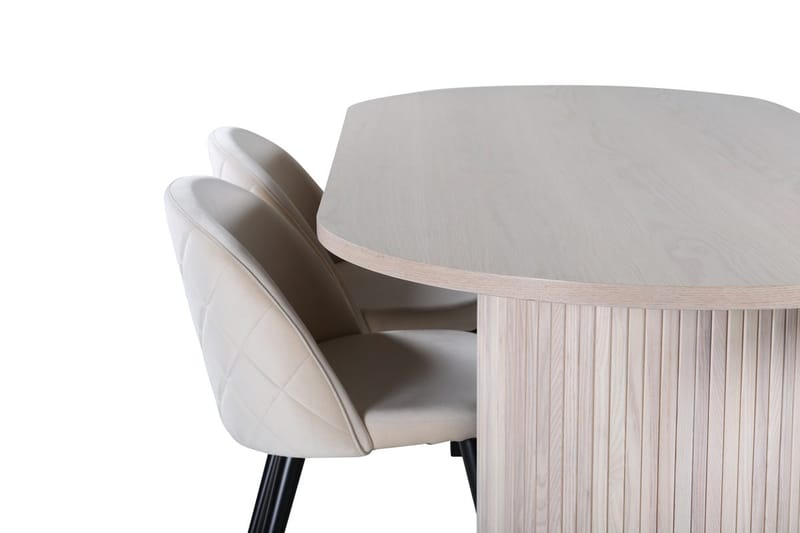 Bianca Matbord 200 cm Ovalt med 4 Velvet Stitches Matstol - Möbler - Matplats - Matgrupp & matbord med stolar