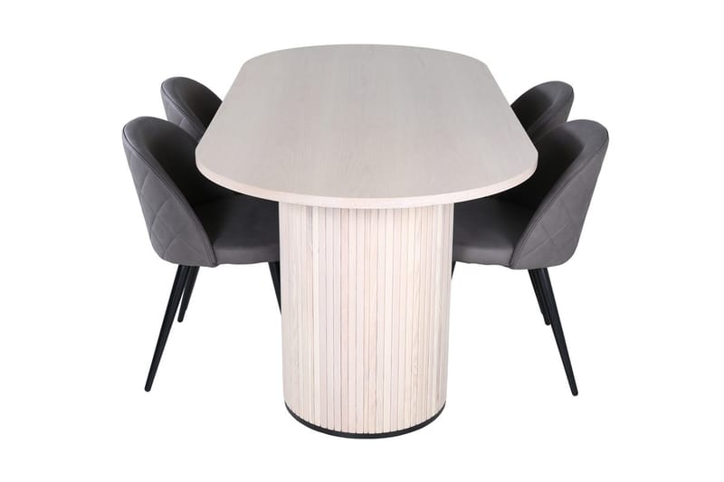Bianca Matbord 200 cm Ovalt med 4 Velvet Stitches Matstol - Möbler - Matplats - Matgrupp & matbord med stolar