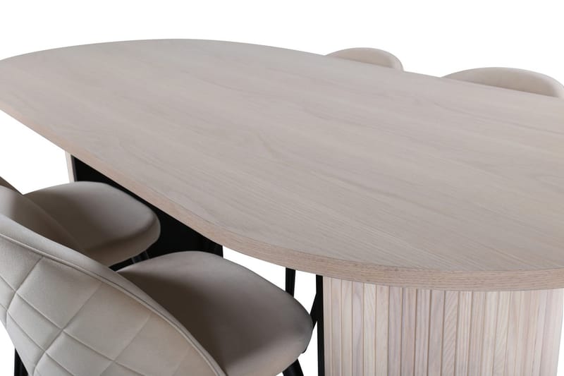 Bianca Matbord 200 cm Ovalt med 4 Velvet Stitches Matstol - Möbler - Matplats - Matgrupp & matbord med stolar