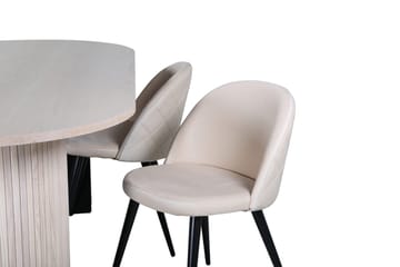 Bianca Matbord 200 cm Ovalt med 4 Velvet Stitches Matstol - Möbler - Matplats - Matgrupp & matbord med stolar