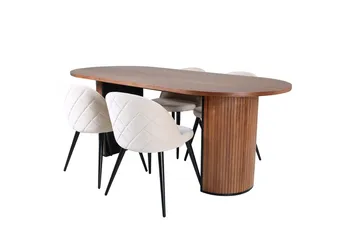 Bianca Matbord 200 cm Ovalt med 4 Velvet Stitches Matstol - Möbler - Matplats - Matgrupp & matbord med stolar