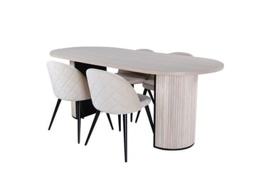 Bianca Matbord 200 cm Ovalt med 4 Velvet Stitches Matstol - Möbler - Matplats - Matgrupp & matbord med stolar