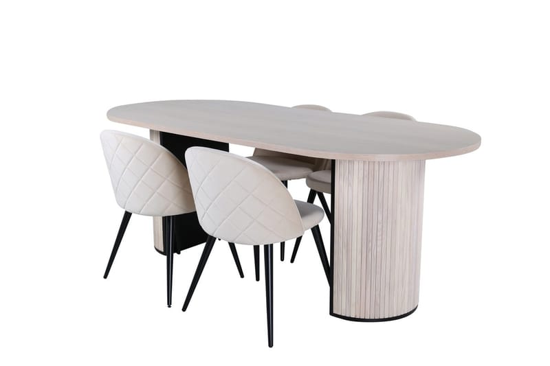 Bianca Matbord 200 cm Ovalt med 4 Velvet Stitches Matstol - Möbler - Matplats - Matgrupp & matbord med stolar