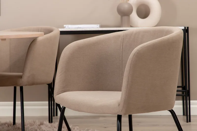 Bianca Matgrupp 110 cm Rund med 4 Berit stolar - Beige - Möbler - Matplats - Matgrupp & matbord med stolar