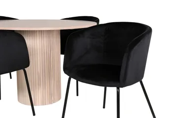 Bianca Matgrupp 110 cm Rund med 4 Berit stolar - Svart - Möbler - Matplats - Matgrupp & matbord med stolar