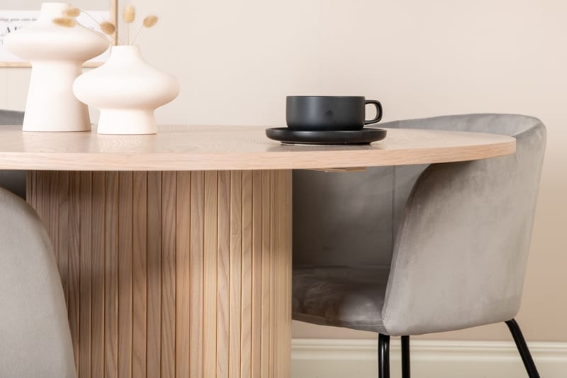 Bianca Matgrupp 110 cm Rund med 4 Berit stolar - Whitewash/Grå - Möbler - Matplats - Matgrupp & matbord med stolar