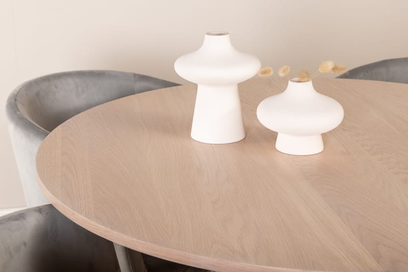 Bianca Matgrupp 110 cm Rund med 4 Berit stolar - Whitewash/Grå - Möbler - Matplats - Matgrupp & matbord med stolar