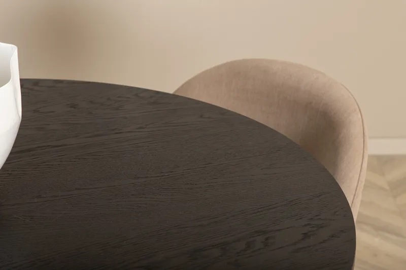 Bianca Matgrupp 110 cm Rund med 4 Velvet stolar - Beige - Möbler - Matplats - Matgrupp & matbord med stolar