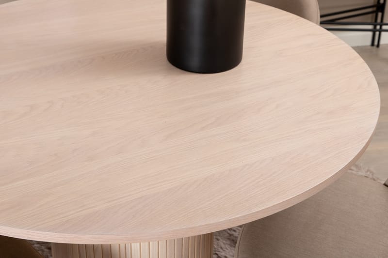 Bianca Matgrupp 110 cm Rund med 4 Velvet stolar - Beige - Möbler - Matplats - Matgrupp & matbord med stolar